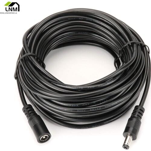 Black DC Power Cable 12V Camera Extension Wire Adapter 5.5mm x 2.1mm Plug 0.5M 1M 2M 3M 5M 10M 15M 20M For CCTV Cam LED Light