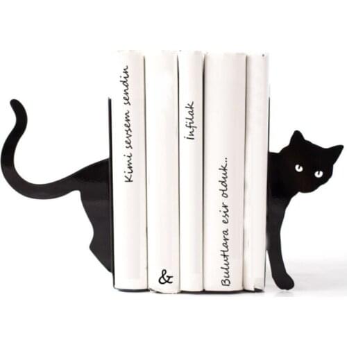 Black-Black Cat Figured Decorative Metal Book Holder, Book Support-Regulatory