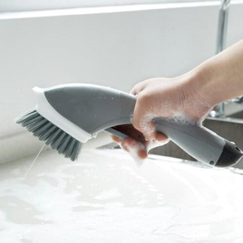 Long Handled Cleaning Brush With Liquid Filled Kitchen Washing Brush For Sink Pot Wall Gap Home Bathroom Cleaning Tools