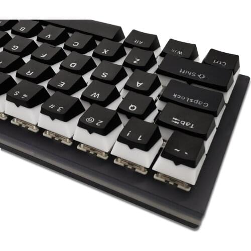 Double Shot Backlit PBT 104 Key OEM Pudding Keycap Set with Puller Compatible With Cherry MX Mechanical Keyboard Black&White