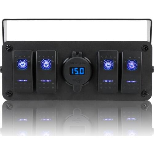 Dual USB Port LED Voltmeter 4 In 1 ON-OFF Toggle Switch Panel for Car Marine Caravan RV Controller Box Waterproof 12/24V
