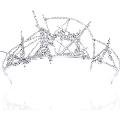 EYER New Arrival Sparkly Cubic Zircon Wedding Tiaras And Crown Women Bridal Hair Accessories Evening Headdress Pageant Tiara