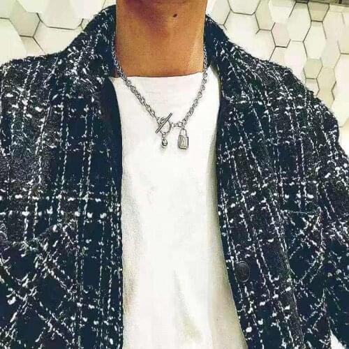 Gothic necklace Vintage Metal Lock Chokers Necklaces for men Punk Jewelry Goth Femme Chain Necklace Colliers Hiphop Men Pendant