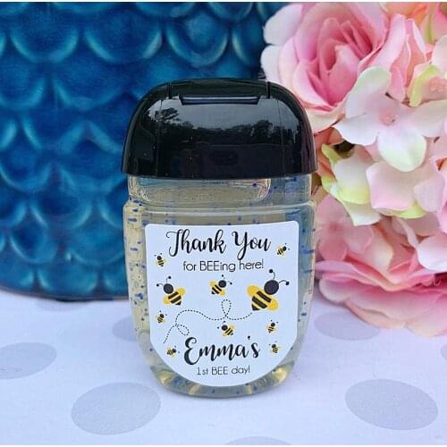 Customize Party Hand Sanitizer Labels,Personalised Bumblebee Birthday Party Sanitizer Labels,Bee Party Thank For Favor Sticker