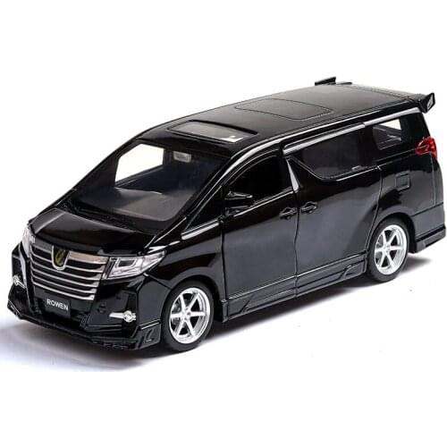JACKIEKIM 1:32 Alphard Diecast Car Alloy Metal Cars Toys for kids doors open Music Light pull-back vehicle Boy Toys Birthday