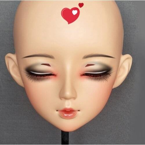 Mian04)Female Sweet Girl Resin Half Head Kigurumi BJD Eyes Crossdress Cosplay Japanese Anime Role Lolita Mask With Eyes And Wig