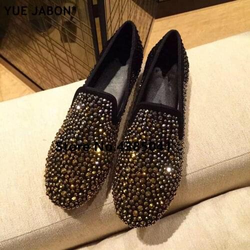 Black Silver Gold Strass Loafers Men Moccasins Crystals Leather Dress Shoes Flats Slippers Casual Shoes Mix Rhinestones Size 45