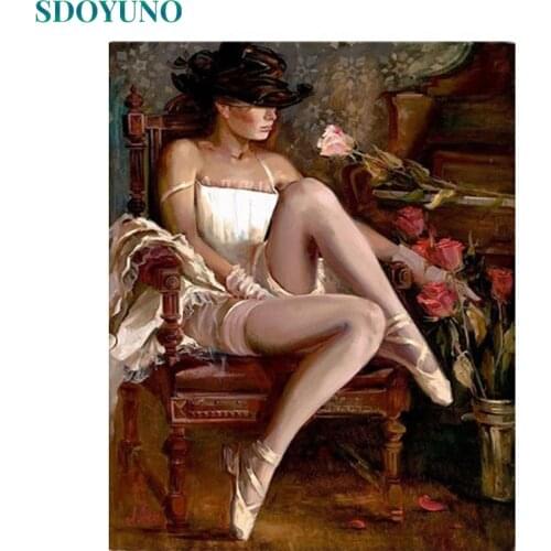 SDOYUNO Frame Rose Women DIY Painting By Numbers Modern Wall Art Canvas Painting Unique Gift For Home Decor 40x50cm Artwork