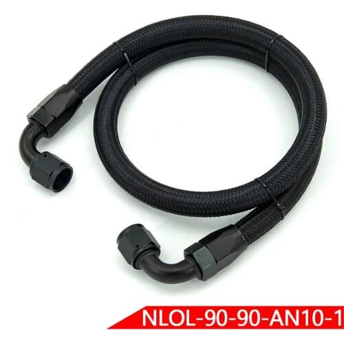 AN10 1Meter Nylon Brained Oil Hose Line Hose Tube With double 90Degree Swivel Hose End Fitting Installed