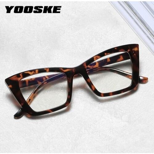 YOOSKE Blue Light Blocking Glasses Frame Women Men Cat Eye Frames Ladies Optical Computer Eyeglasses Gaming Clear Leopard