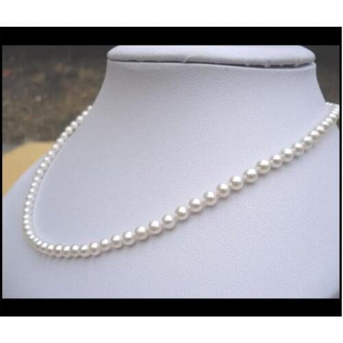 Women Classic Jewelry 4-5mm white round pearl necklace AAA real natural freshwater pearl 17inch / 43cm