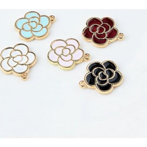 10pcs/lot Gold Color Peony Flower Charm Oil Drop Charms For DIY Handmade Jewelry