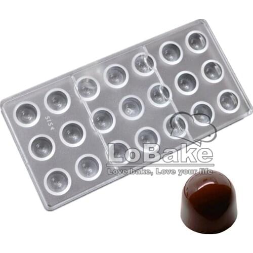 Durable 21 cavities Cylinder half ball shape PC Polycarbonate plastic mold for chocolate baking bakeware fondant jelly moulds