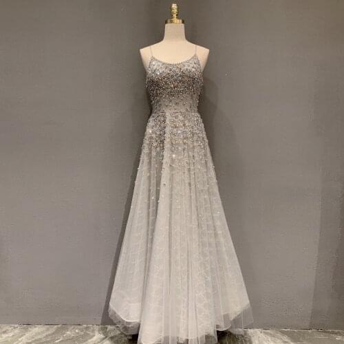 Luxurious dubai Evenning dresses 2021 Diamond Beading Sleeveless Sexy backless Formal Dress