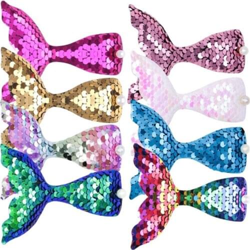 Mermaid Party Decor Sequin Mermaid Hair Clips Baby Girls Hair Accessories Rainbow Kids Headband Little Mermaid Party Supplies