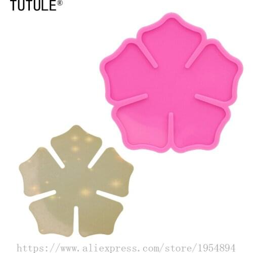 GJ1037 High gloss,Shiny High quality Flower shape Silicone Molds coaster DIY Polymer Clay Molds epoxy resin molds