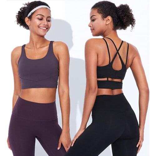 2021 Summer New Thin Shoulder Straps Cross Yoga Sports Bra Women high strength Shockproof Running Quick Dry Fitness Bra Vest