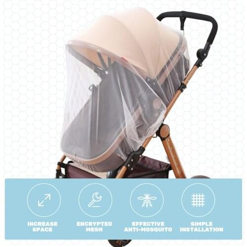 2PCS Universal Full Cover Baby Insect Mosquito Repellent Net Netting with Elastic Band for Stroller Carriage Crib