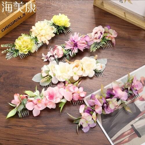 Haimeikang Vintage Rose Wedding Hair Accessories Bridal Headwear Flowers Hair Comb Elegant Banquet Women DIY Hair Styling Tools