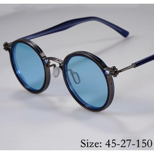 Vintage Small Round Alloy+Acetate Tavat Sunglasses Unique Hollow Inlay Design Polarized Lens Good Quality Women Man Eyeglasses