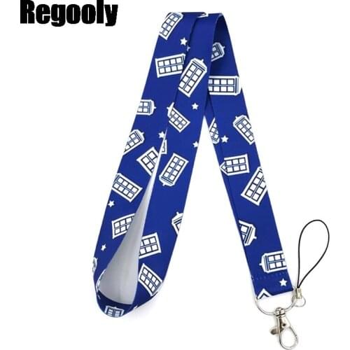 10pcs Doctor who Telephone booth kids Simple Neck Strap Lanyards ID badge card keychain Phone Gifts keyrings holders decorations
