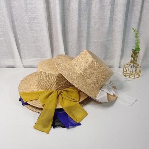 2021 New Fashion Ladies Hexagonal Raffia Hat Women Sun Beach Hats With Long Belt Spring Summer Party Hat Wholesale