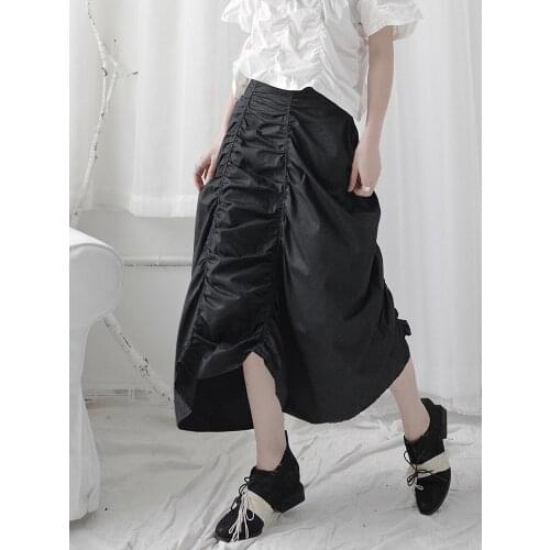 Dark Yamamoto style ruffled skirt Chinese Hepburn style irregular minority black slimming skirt