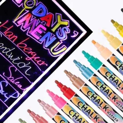 Liquid Chalk Marler 8Color Set Erasable Blackboard Whiteboard Glass Pens Highlighter White Art Markers Pen for Drawing Painting