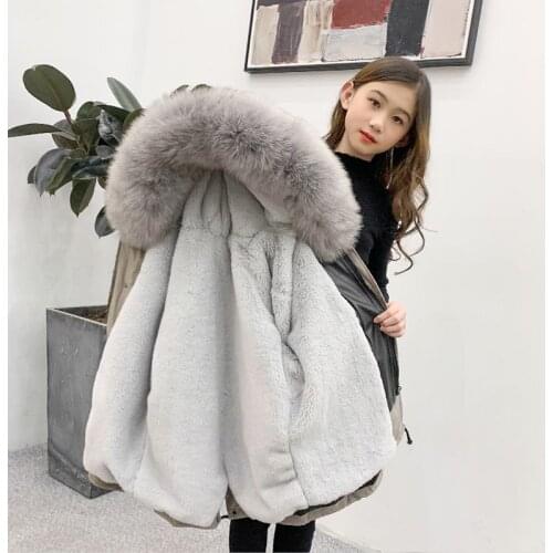 2020 Winter CHildren Girls Faux Fur Liner Parkas Kids Girls Thick Warm Hooded Detachable Jacket Teenage Fashion Long Outwear K39