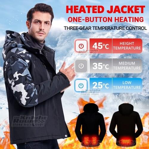 3 Areas Winter Heated Jacket USB Heated Vest Clothing Mens Mens Warm Thermal Autumn Hunting Camping Clothes Windbreaker