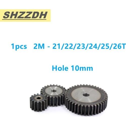 1pcs 2M 21T 22T 23T 24T 25T 26T inner hole 10mm flat gear standard hole 90 degree 45# steel quenching
