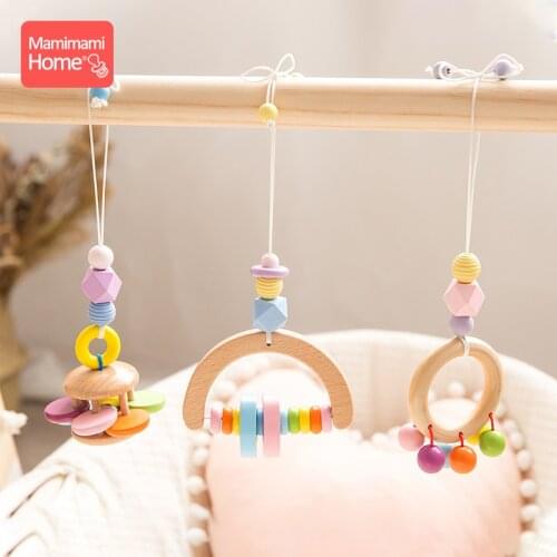 Mamihome 1pc Baby Wooden Teether Gym Play Toy Music Rattle Wooden Blank Rodent Pendants Newborn Educational Toy ChildrenS Goods