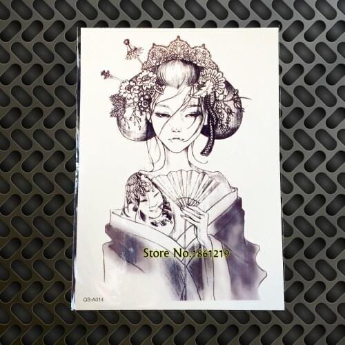 1PC New Design Japan Geisha Girl Tattoo, Summer Style Tattoo Sticker, Sexy Body Arm Sleeve, Fake Waterproof Tattoo Lady GQS-A014