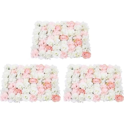 1 Pack of 3Pcs Romantic Artificial Flower Wall Wedding Venue Flower Pillar Main Road Decor Photo Prop