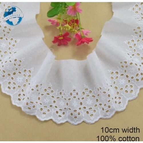 10cm wide 100% Cotton embroid lace sewing ribbon guipure trim wedding lace DIY Garment Accessories african doll lace#3989