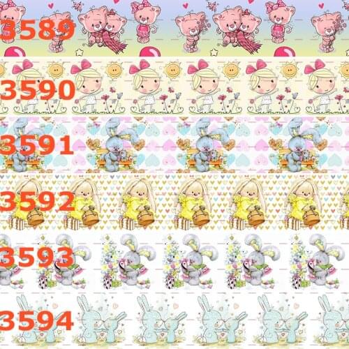 10yards - different sizes -Cartoon pattern printed Grosgrain ribbon - Cutie/lovely/girl/bear cartoon ribbon
