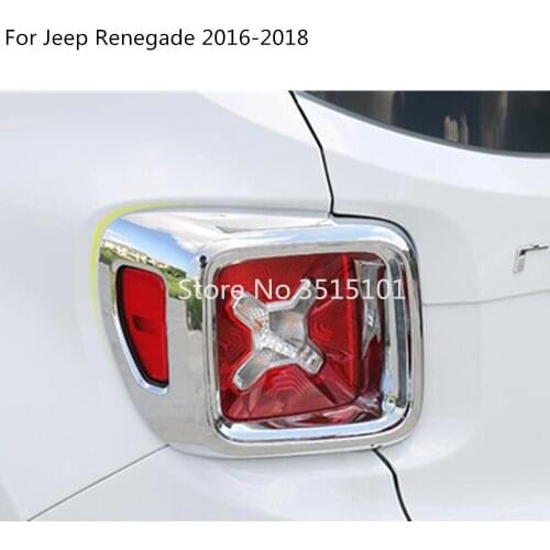 For Jeep Renegade 2016 2017 2018 2019 2020 Car Rear Tail Back Light Lamp Detector Frame Stick Chrome ABS Cover Trim Hoods 2pcs