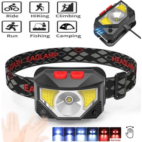 20000lums High Power LED Headlamp Motion Sensor Head Lamp Fishing Headlight USB Rechargeable Flashlight Torch Built-in Battery