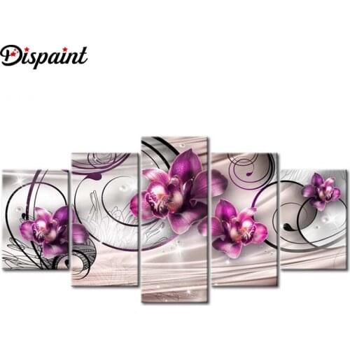 Dispaint 5pcs Full Square/Round Drill 5D DIY Diamond Painting "Flower orchid" Multi-picture Combination Embroidery 5D Decor