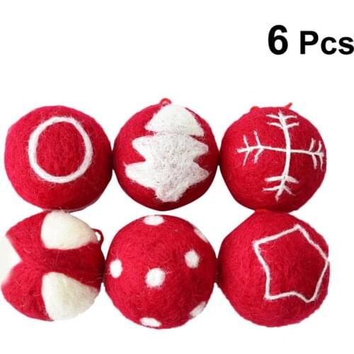 6pcs Xmas Decoration 6cm Wool Ball Durable Decorative Hanging Ornaments Pendants for Window Ceiling Christmas Tree