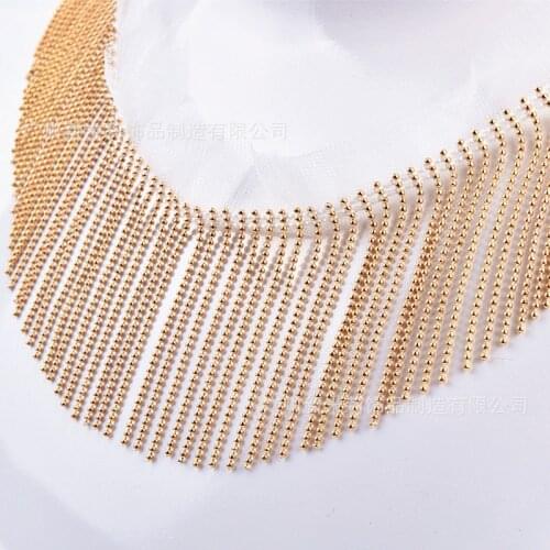 6cm Fringed Gold Copper Chain Beaded Lace Handmade Macrame Lace Clothes Bags Hats Jeans Headscarf Tassel Lace Trim Decoration
