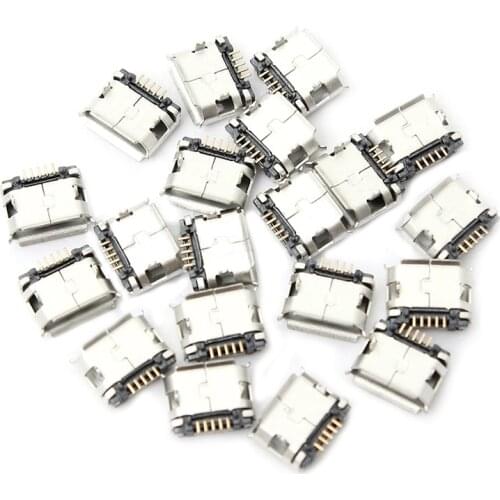 60Pcs Micro-USB Type B Female 5 Pin SMT Placement SMD DIP Socket Connector