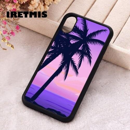 Iretmis 5 5S SE 2020 Phone Cover Case for iPhone 6 6S 7 8 Plus X Xs XR 11 12 Mini Pro Max Rubber Silicone Palms Beach