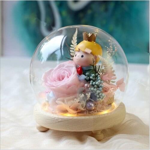 Diameter=20cm Luminous Three Legs Log Base Round Glass Dome Vase Home Decoration Creative Cover Friend Favor Gift Wedding Prop