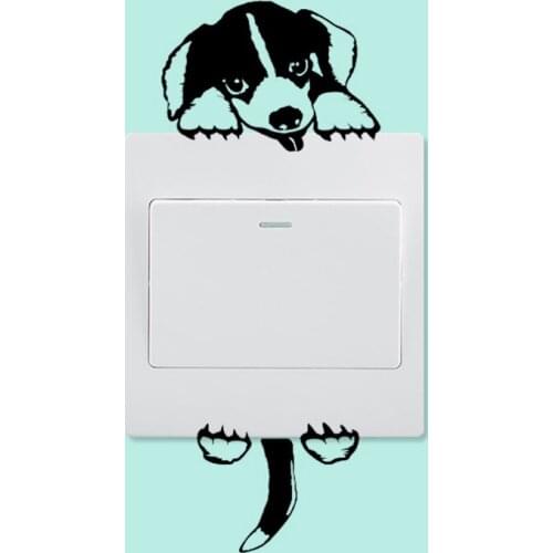 KUCADA naughty DOG switch sticker mural art decal home decoration diy wall sticker WP1073