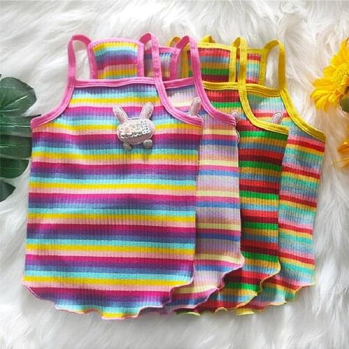 Summer Dog Vest Cotton Stretch Camisole Puppy Costumes Pomeranian Yorkshire Shih Tzu Poodle Bichon Schnauzer Pug Clothing Shirt