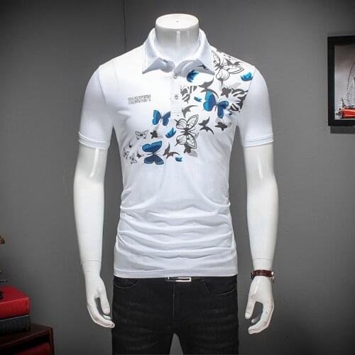 New Men Business 2020 Casual Male Polo Shirts Short Sleeve Breathable Butterfly Tops Shirt Plus Size 4XL 5XL 6XL 611