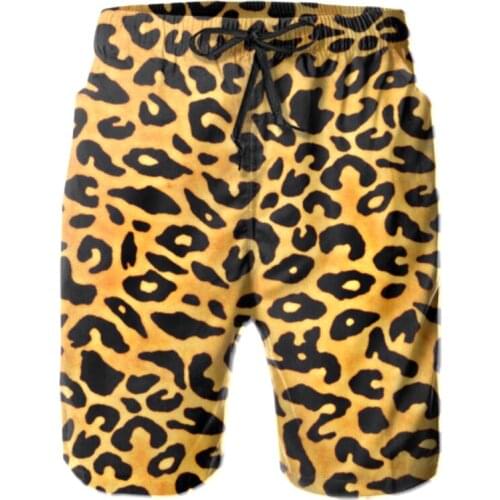Leopard Animal Print Texture Mens Swim Trunks Athletic Basketball Shorts Active Swimwear Bathing Suits