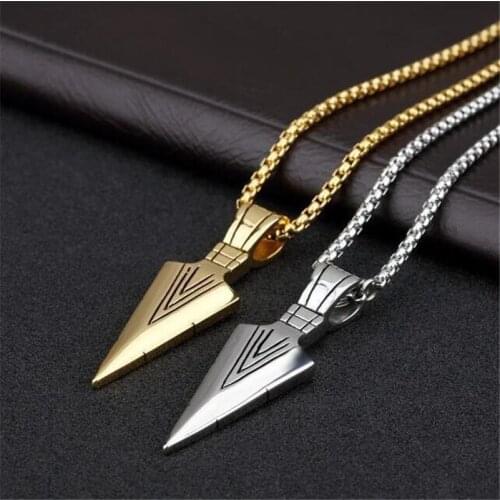 Mens Design Matte Black Long Necklace with Arrow Pendant Jewelry Chain Hip Hop Punk Rock Christmas Halloween Gift For Men Wome