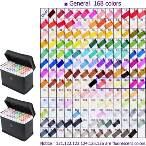 30/80/ 168 Color Set TOUCHNEW 6 Marker Pens Dual Tips(Fine and Board Tips) for Art Drawing Craft Sketch Highlighter Underlining